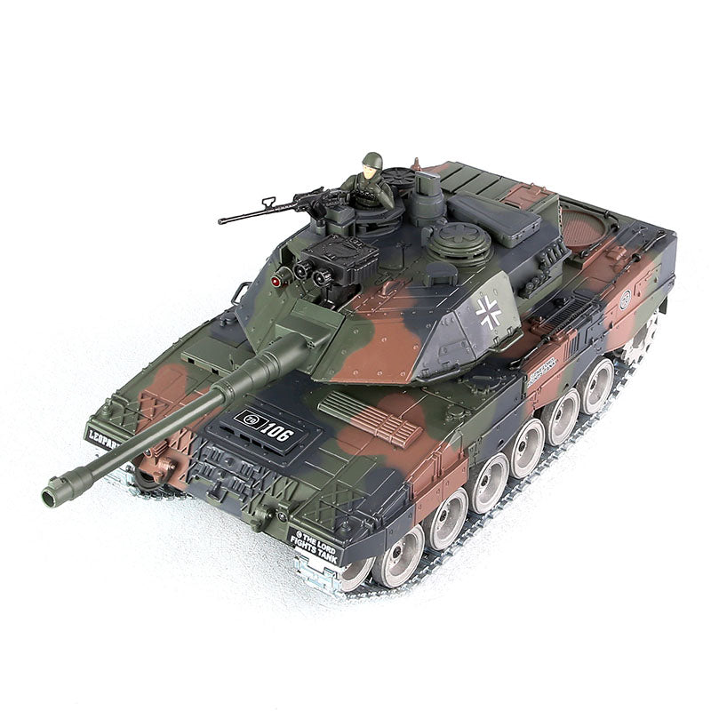 RC Tank German Leopard 2 ZY 822 PRO 1:18 RC Car Metal Track Metal Road Wheels Electric Battle RC Tank Toy