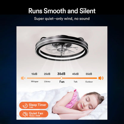 Lumary Smart LED  Fan with Night Light Black