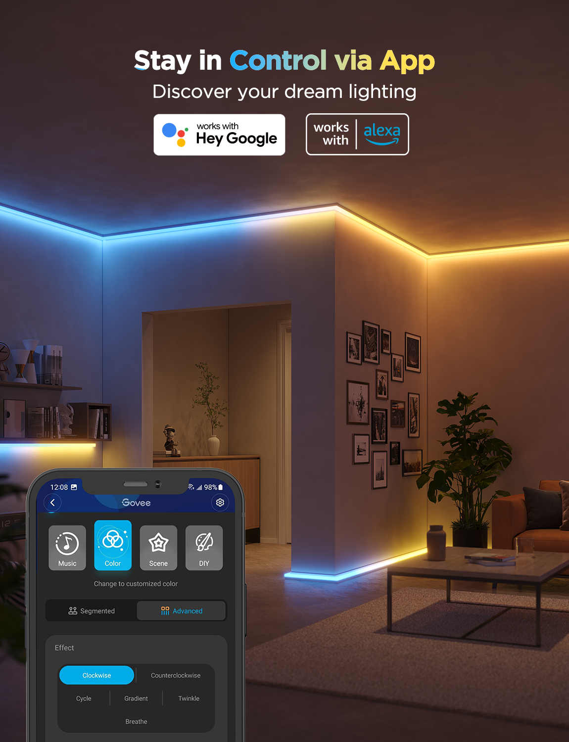 Refurbished Govee RGBIC LED Strip Lights with Covers