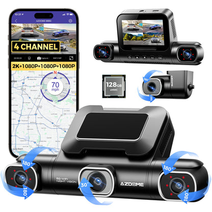 AZDOME M660 4CH Dash Cam 2K with Smart Voice Control 128GB eMMC 24H Parking Mode
