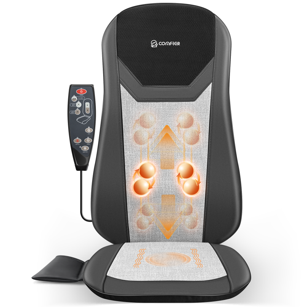 Comfier Back Massager with Heat, Full Back Massager for Chair with 2 Shiatsu Speeds, Heated Chair Massage Pad with Spot ,Massage Seat Pad for Home Office use CF-2405