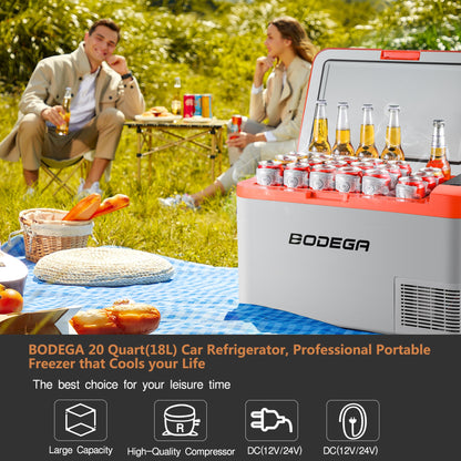 BODEGAcooler 27qt/25L K25 12V Portable Car Fridge Freezer - Orange