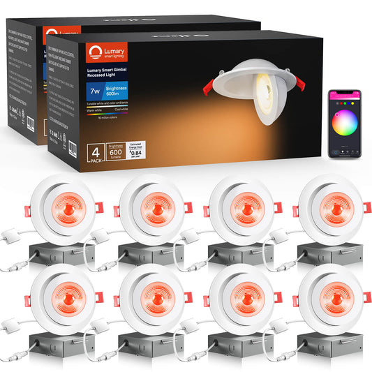 Lumary Wi-Fi Smart Gimbal Recessed Light 4 inch 7W 8PCS