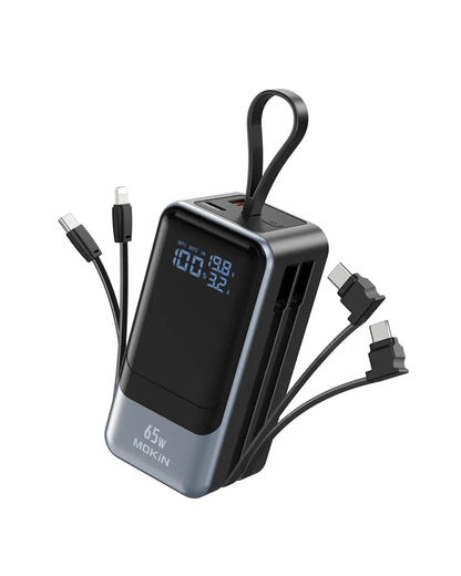 MOKiN 65W Portable Power Bank - 18400mAh, Laptop-Ready, Safe Charging