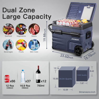 BODEGAcooler Portable Freezer 48qt/45L Dual Zone TWW45