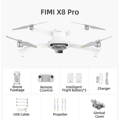 FIMI X8 PRO 4K Drone Profesional GPS 15KM 1/1.3-inch CMOS 3-Axis Gimbal Tri-Directional Obstacle Avoidance RC Quadcopter