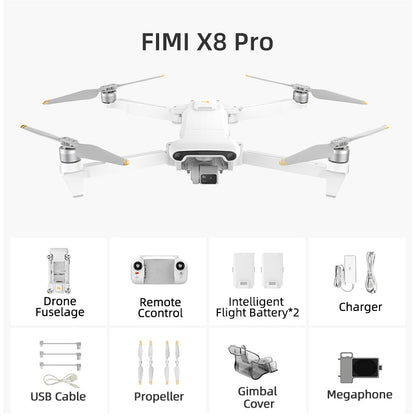FIMI X8 PRO 4K Drone Profesional GPS 15KM 1/1.3-inch CMOS 3-Axis Gimbal Tri-Directional Obstacle Avoidance RC Quadcopter