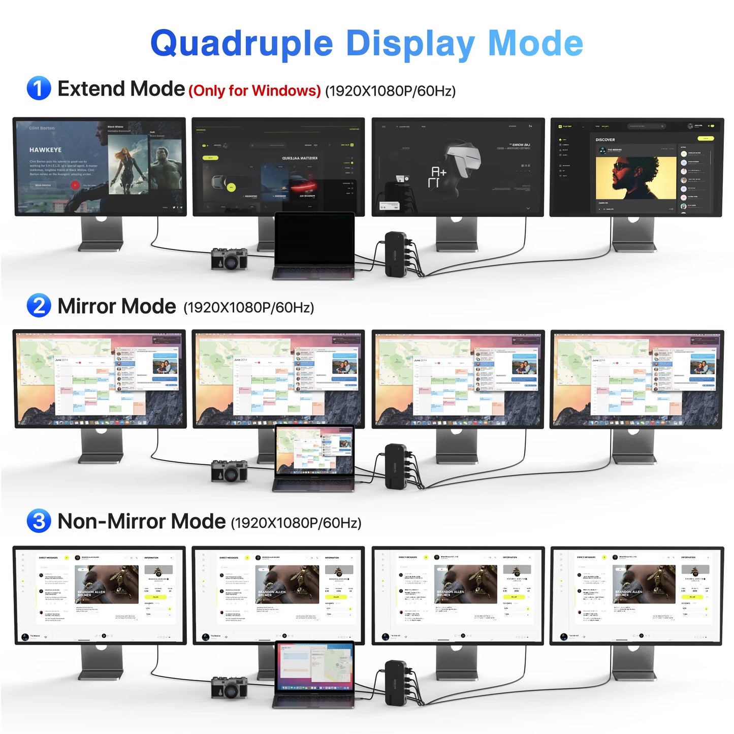 MOKiN 16-in-1 Laptop Docking Station for Triple Monitors
