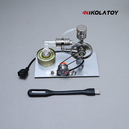 L-Type Stirling Engine Model - Power Generation+LED Light