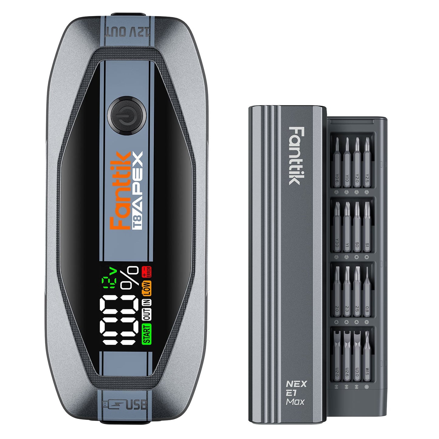 جهاز Fanttik T8 APEX 2000 أمبير لبدء التشغيل ومفك براغي كهربائي دقيق E1 MAX 