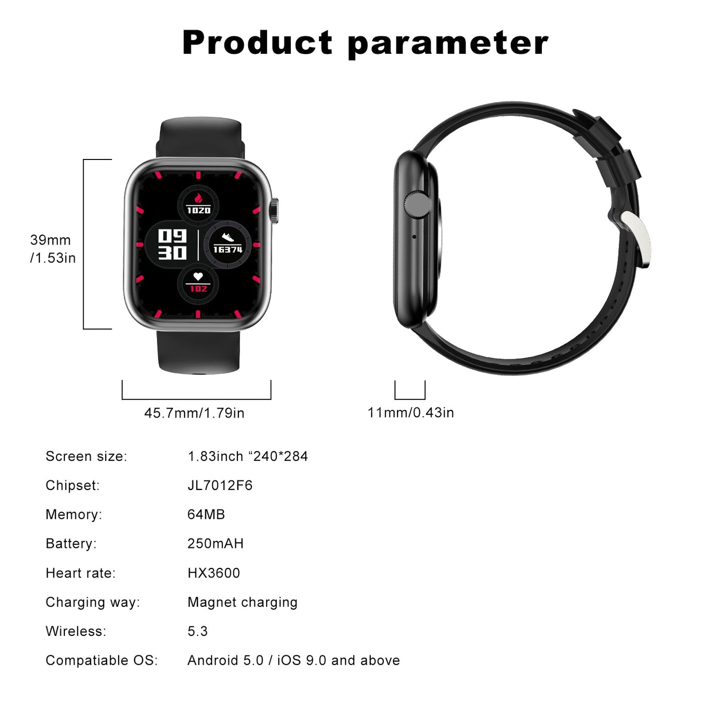 G104 Smart Watch for Men Women(Answer/Make Call), 1.83" Smartwatch Fitness Tracker Sport Modes Activity Tracker for Android iOS Phones