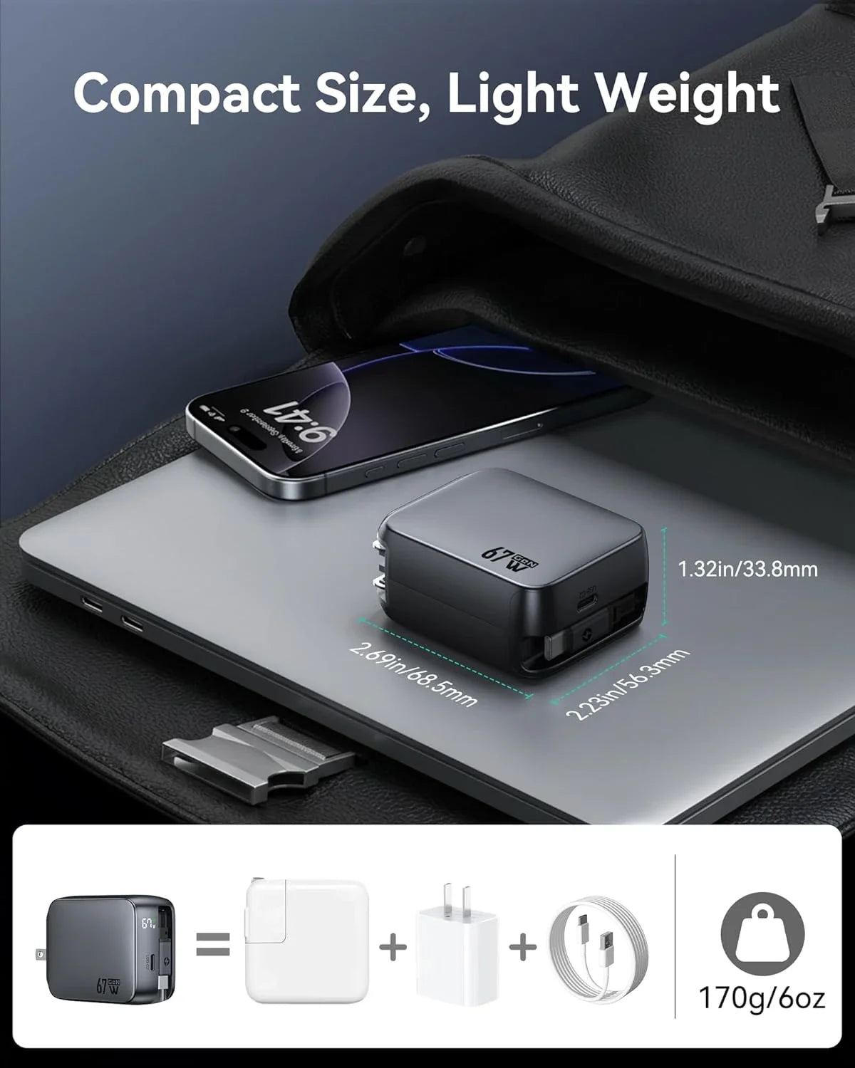 MOKiN 67W 2-Port Charger with Retractable Cables for Clutter-Free Charging