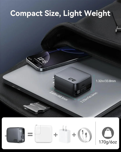 MOKiN 67W 2-Port Charger with Retractable Cables for Clutter-Free Charging