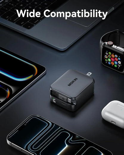 MOKiN 67W 2-Port Charger with Retractable Cables for Clutter-Free Charging