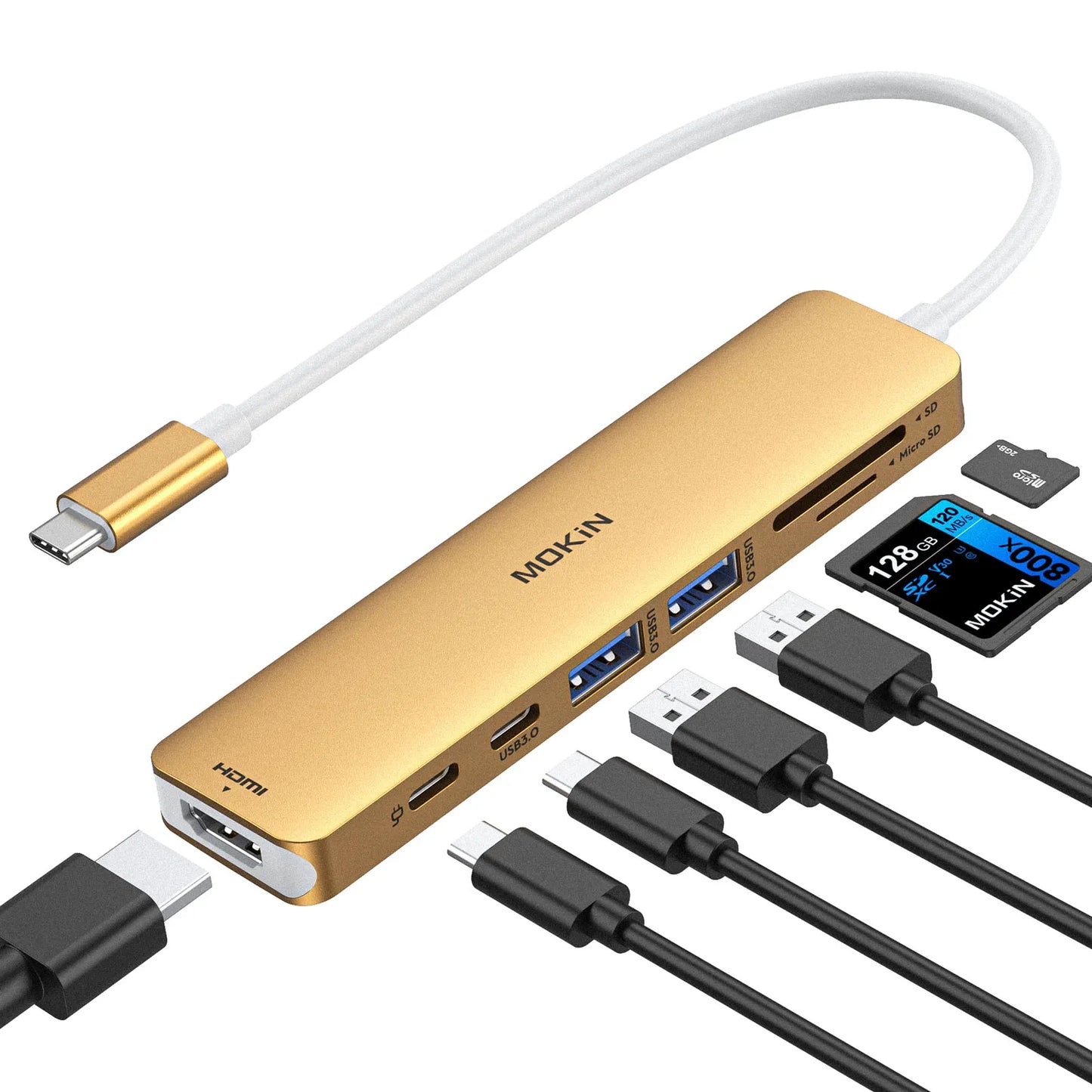 MOKiN 7 in 1 USB-C Dongle with HDMI/PD/USB/SD/TF Ports