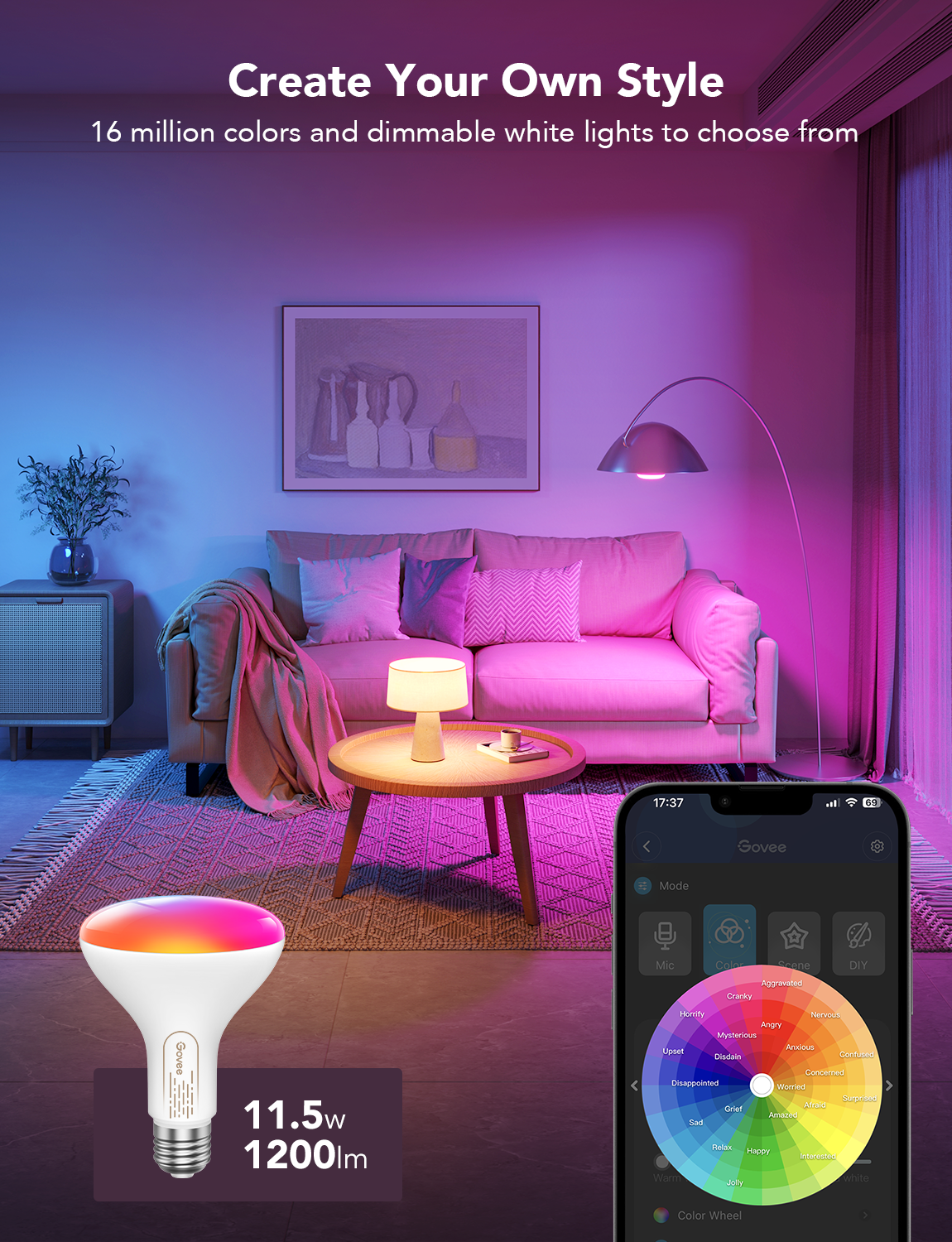 Refurbished Govee RGBWW Smart BR30 LED Light Bulbs