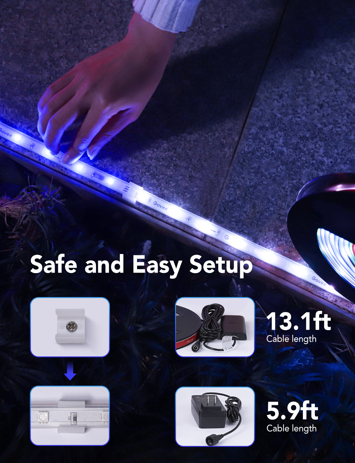 Refurbished Govee Wi-Fi RGBIC Outdoor Strip Lights