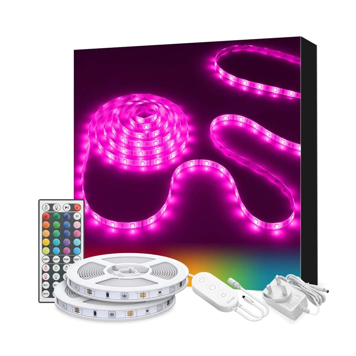 شريط إضاءة LED RGB من Govee مُجدد مع جهاز تحكم عن بُعد (2*16.4 قدم) 