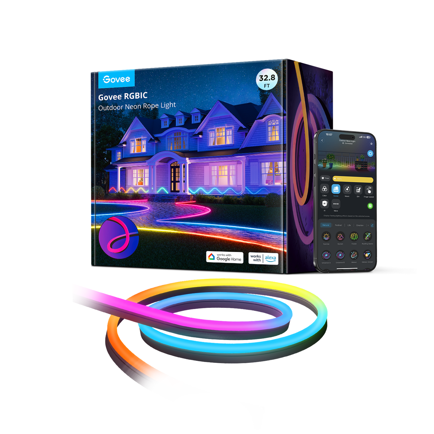 Refurbished Govee RGBIC Outdoor Neon Rope Light