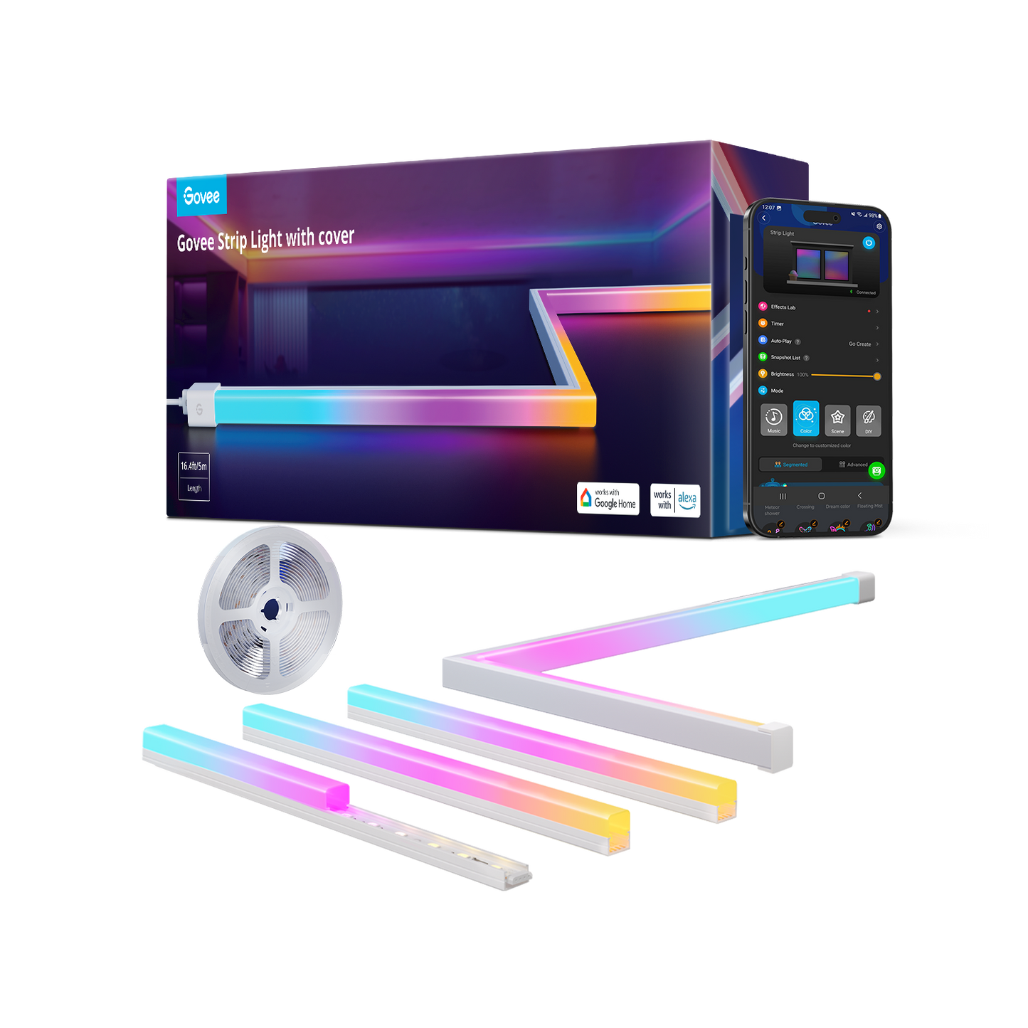 Refurbished Govee RGBIC LED Strip Lights with Covers
