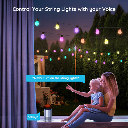 Refurbished Govee RGBIC Warm White Wi-Fi & Bluetooth Smart Outdoor String Lights