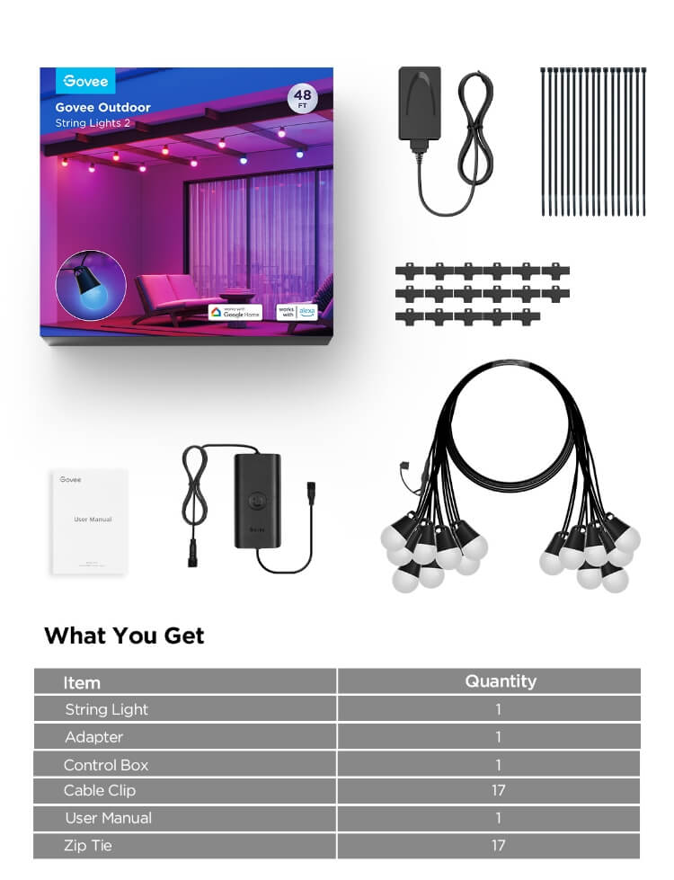 Refurbished Govee Outdoor String Lights 2