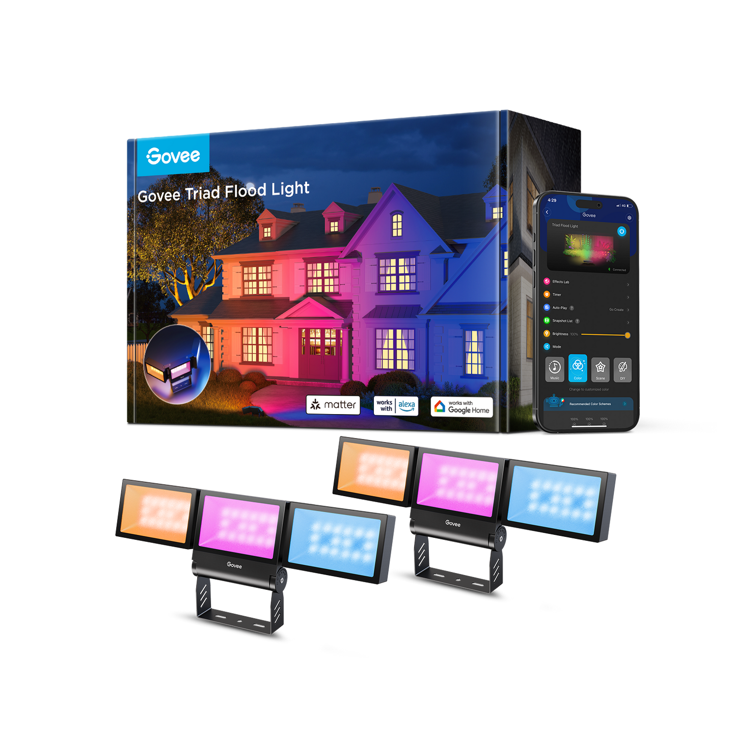 Refurbished Govee Outdoor Triad Flood Lights