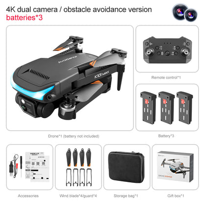 RC Drone K101MAX 4K HD Dual Camera Optical Flow Positioning ESC 3-Way Obstacle Avoidance Folding RC Quadcopter