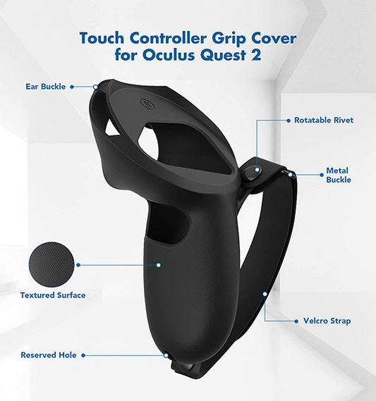 KIWI Design Silicone Grips w/ Knuckle Straps for Oculus Quest 2