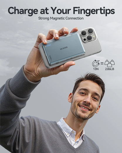 MOKiN Magnetic 15W Qi2 Wireless Power Bank 5000mAh - Magsafe Charger for iPhone