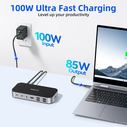 MOKiN 16-in-1 Laptop Docking Station with Triple Monitor Support