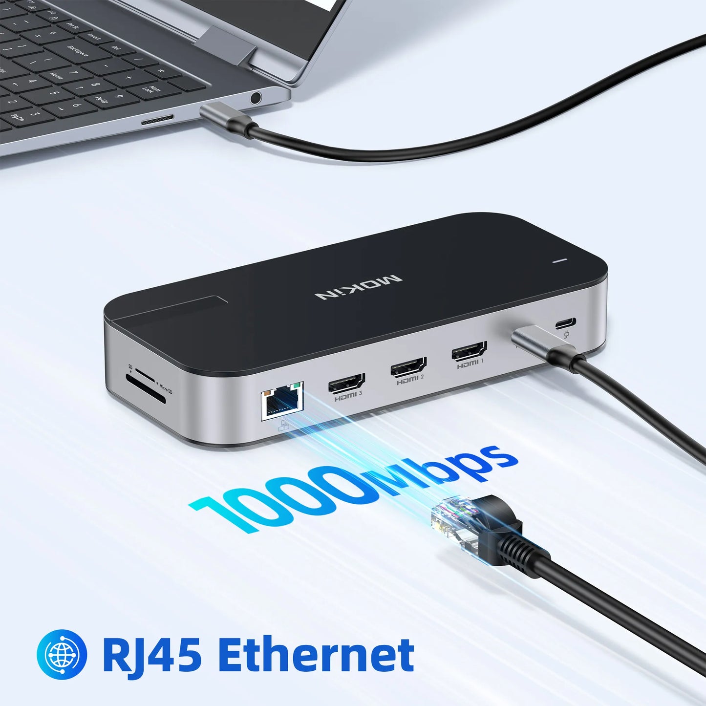 MOKiN 16-in-1 Laptop Docking Station with Triple Monitor Support