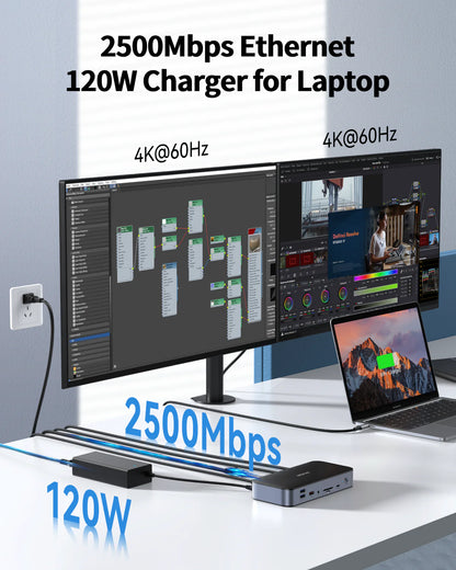 MOKiN 15-in-1 DisplayLink Dual Monitor Docking Station