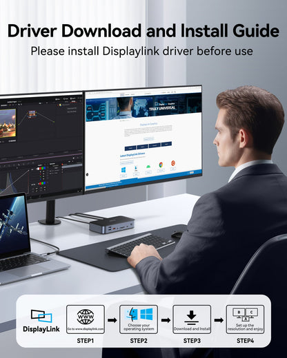 MOKiN 15-in-1 DisplayLink Dual Monitor Docking Station