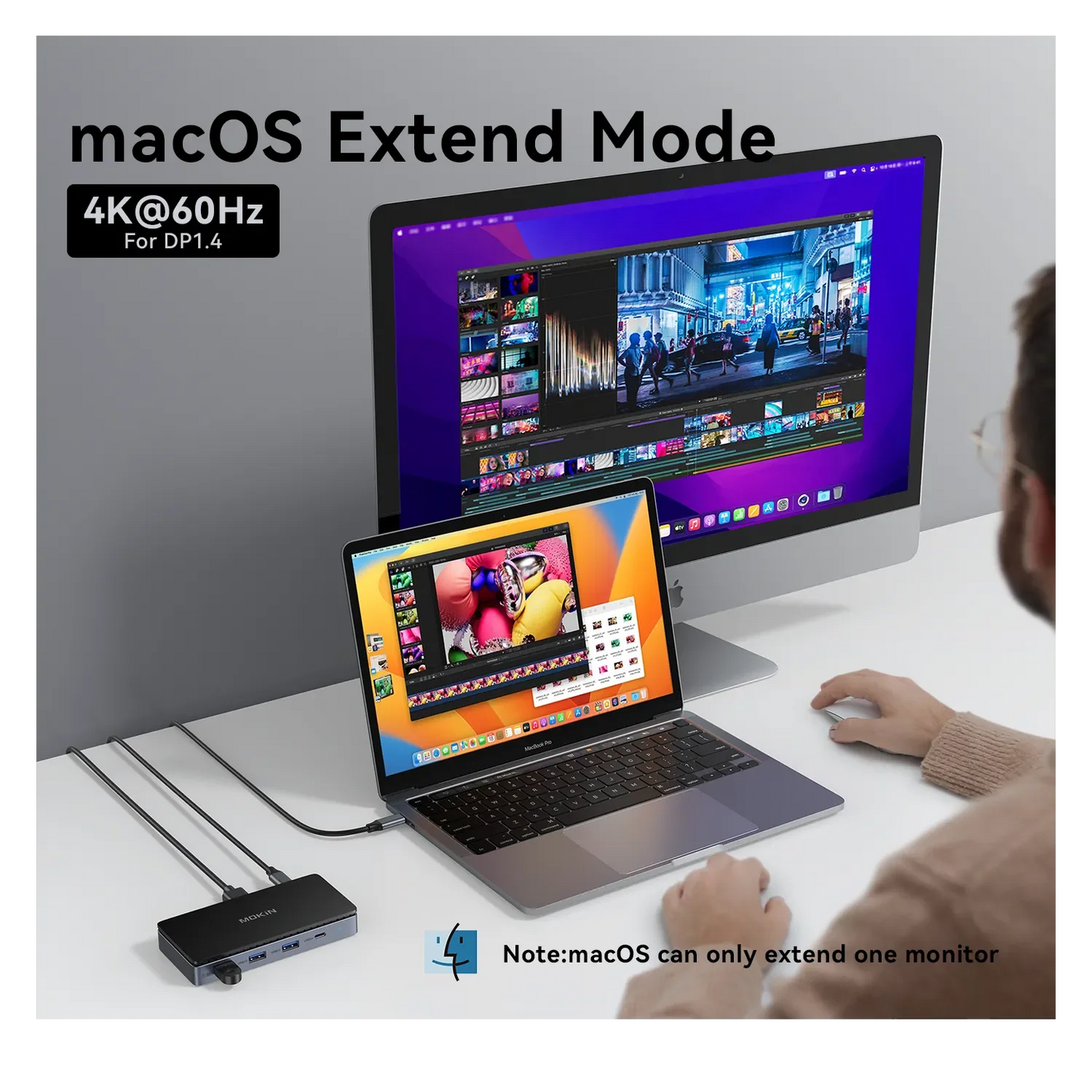 MOKiN 8 IN 1 USB-C Dock Dual 4K@60Hz DisplayPort