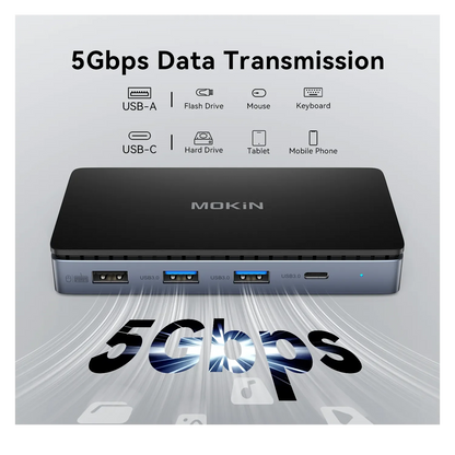 MOKiN 8 IN 1 USB-C Dock Dual 4K@60Hz DisplayPort