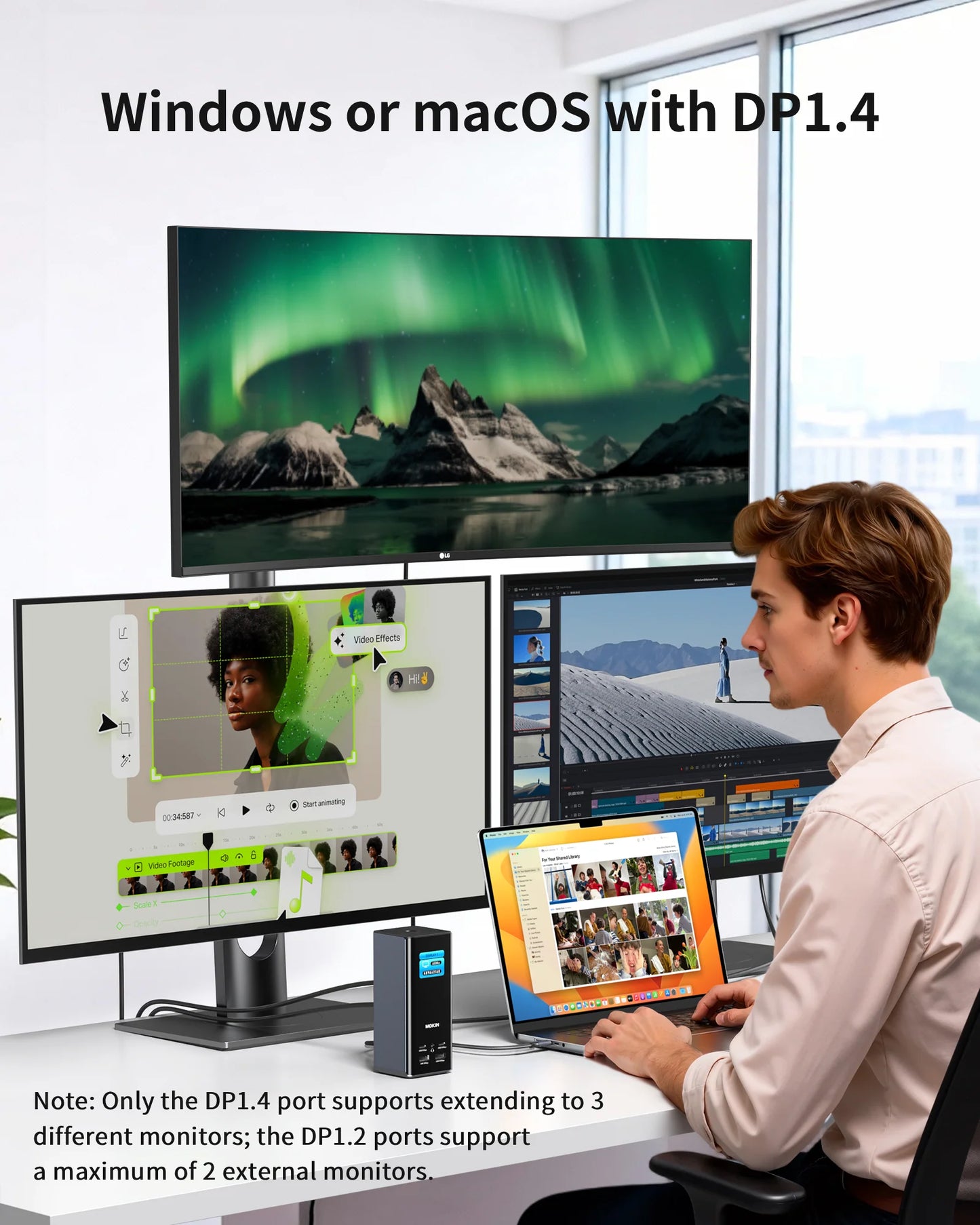 MOKiN Triple Display Docking Station for Streamlined Multi-Screen Productivity