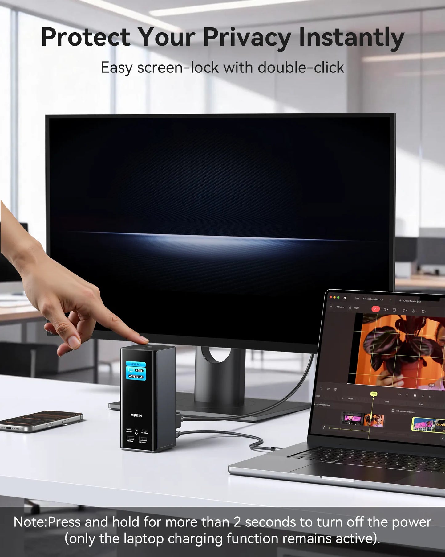 MOKiN Triple Display Docking Station for Streamlined Multi-Screen Productivity