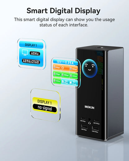 MOKiN Triple Display Docking Station for Streamlined Multi-Screen Productivity