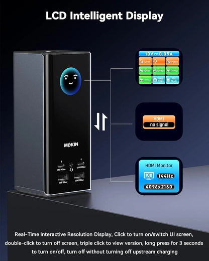 MOKiN 18-in-1 Docking Station with Smart Display – Free 7-in-1 USB-C Hub Included