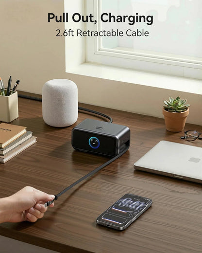 MOKiN 6-Port Charging Station with Retractable Cable – Free 65W Retractable Cable Charger Included