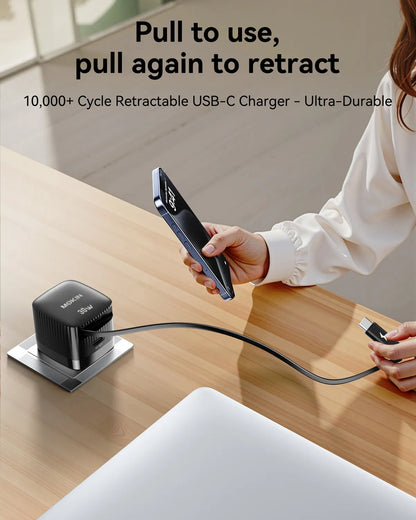 MOKiN 30W Foldable GaN Charger with Built-in Retractable Type-C Cable
