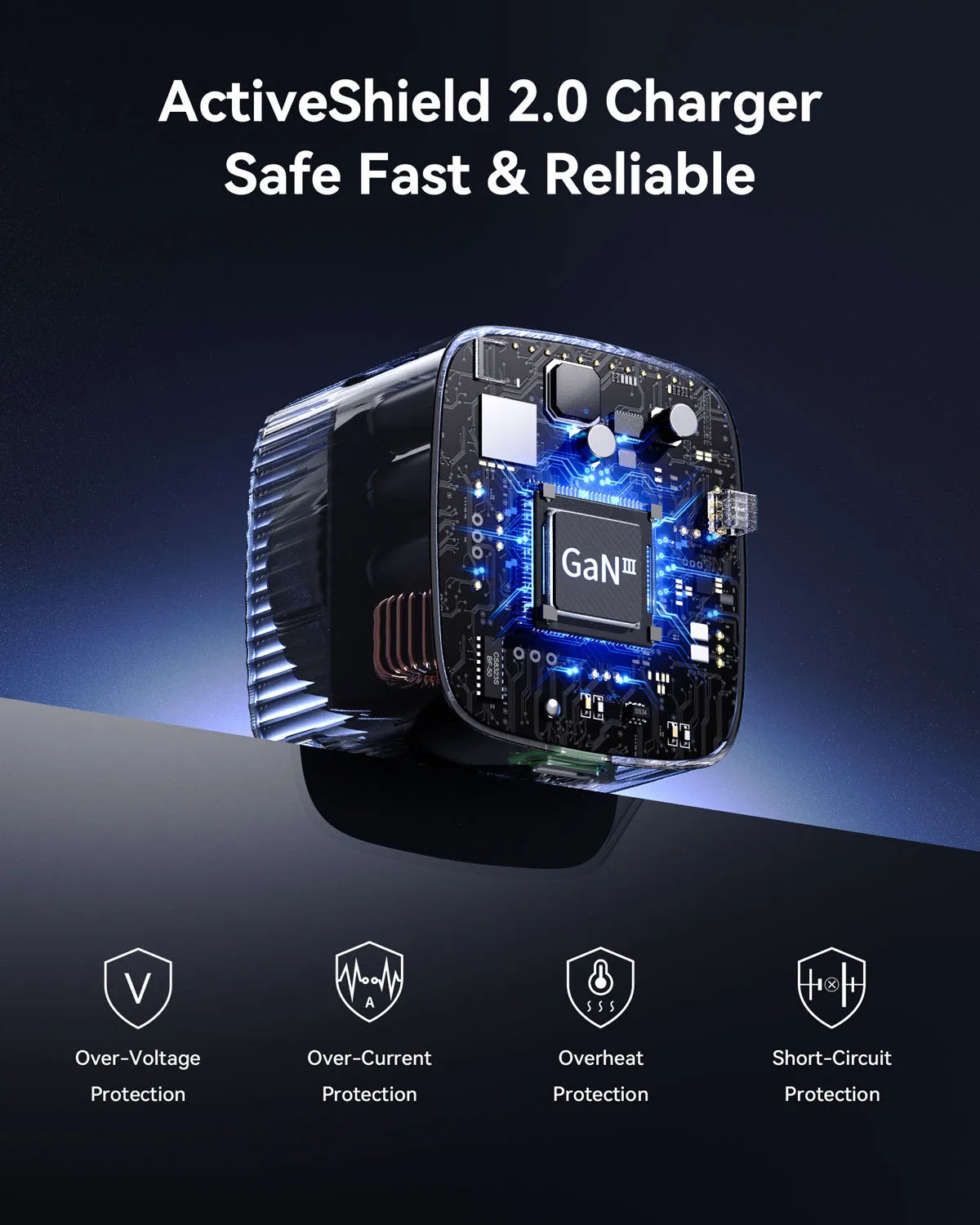 MOKiN 45W Dual Port Foldable GaN Charger with Built-in Retractable Type-C Cable for iPhone