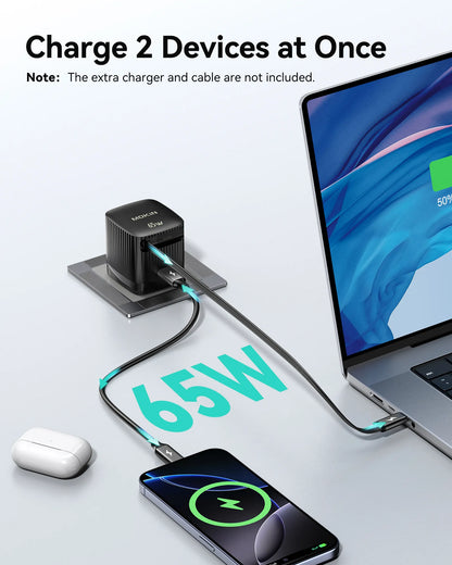 MOKiN 65W Retractable GaN Charger for Fast and Convenient Charging Anywhere