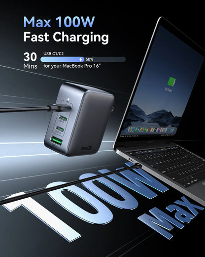 MOKiN 100W GaN Charger for Efficient Charging at Home, Office, and On the Go
