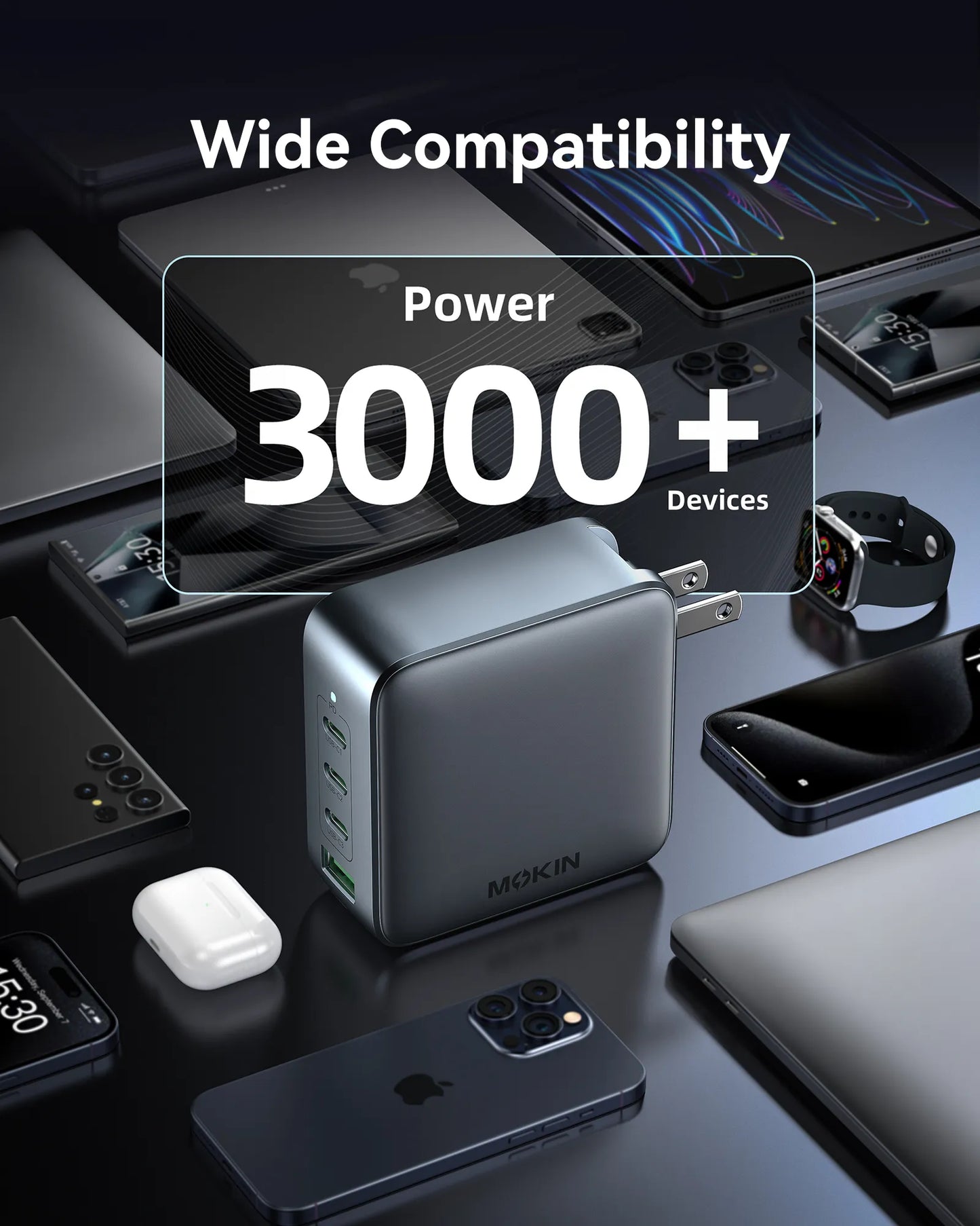 MOKiN 100W GaN Charger for Efficient Charging at Home, Office, and On the Go