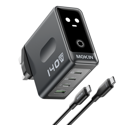 MOKiN 140W Laptop Charger with Smart Display (4-Port, PD 3.1)
