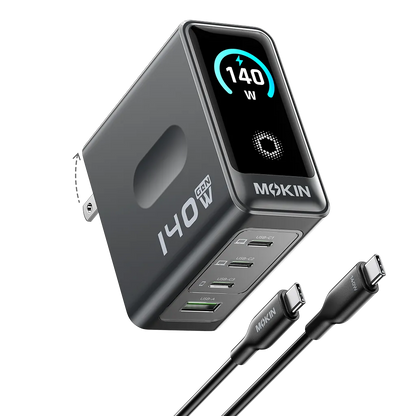 MOKiN 140W 4-Port GaN Charger with Touch Display for Smarter Multi-Device Charging