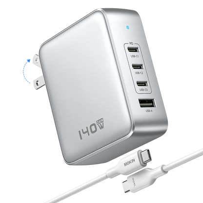 MOKiN 140W 4-Port GaN Charger Compact Design for Home Office and Travel