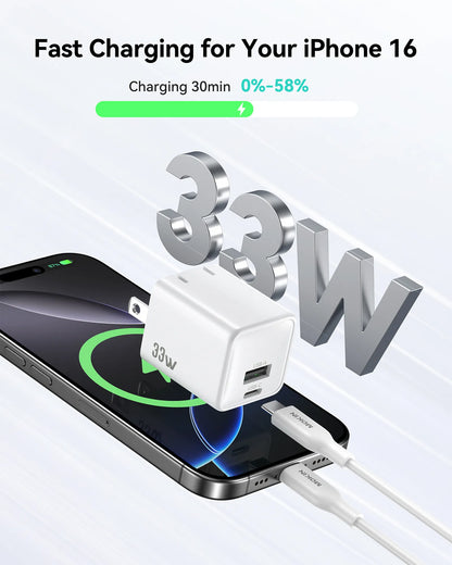 MOKiN 33W Dual Port GaN PD3.0 USB-C Wall Charger for iPhone
